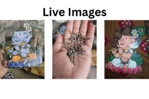 Little Krishna Printed Wooden Key Holder – Decorative Wall Mounted Key Rack for Home & Office